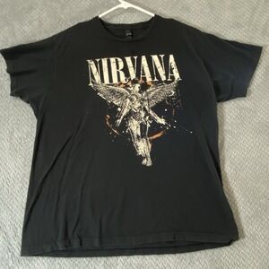 Vintage Nirvana T Shirt X-Large In Utero Black Short Sleeve Tultex
